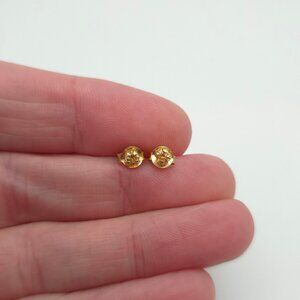 Gold Over Sterling Silver Tiny Light Brown CZ Stud Earrings A270